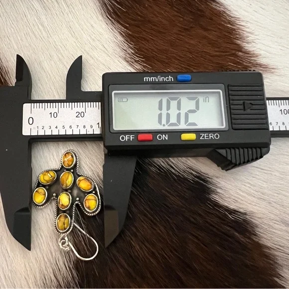 ❤️ Honey Dahlia Kingman Turquoise Navajo Style Cactus Dangle Earrings 1.88”L - Picture 12 of 13